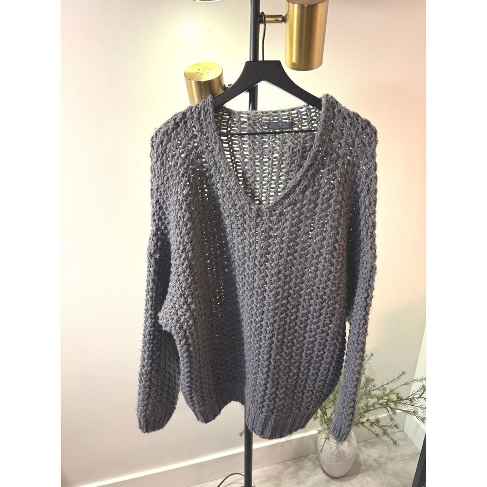 Baci Italy cableknit chunky‎ gray L/xl boxy fit luxury fisherman grandpa sweater